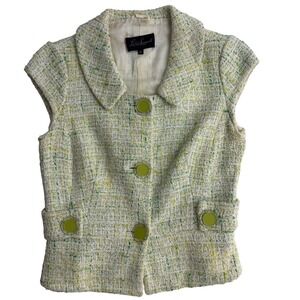 Vintage Luisa Spagnoli Women's Sleeveless Tweed Vest Green Size 40‎ Preppy Plaid